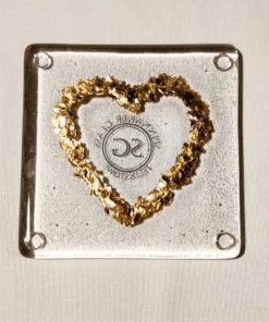 0484 Spinnaker Glass Gold Heart clear glas coaster