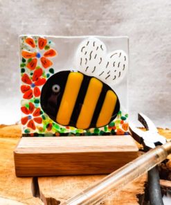 Fused Glass Bee Tile