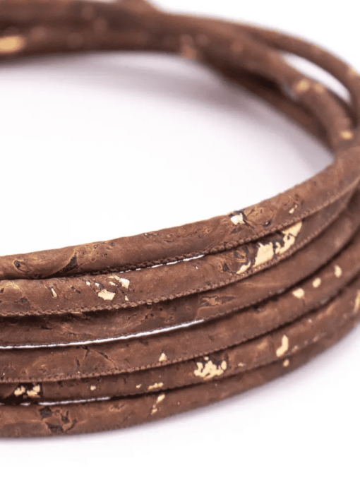 5mm brown and gold round cork cord