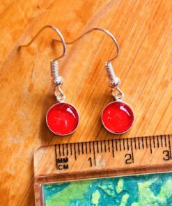 8mm red drop earrings measurements