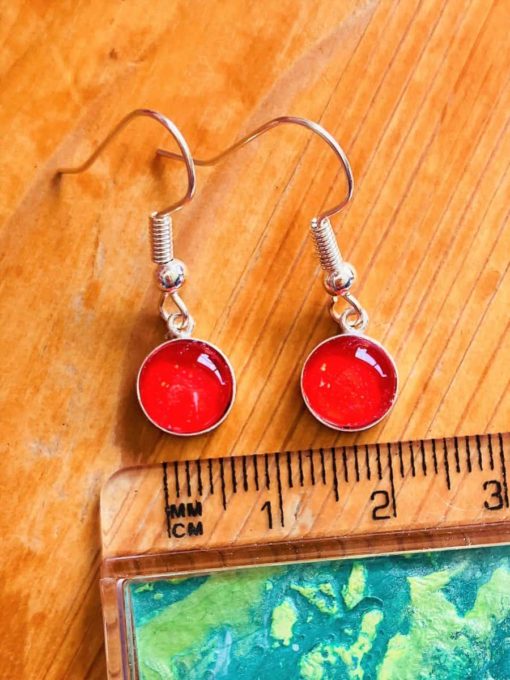 8mm red drop earrings measurements