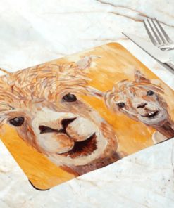 Alpacas placemat on marble worktop Caroline Skinner Art