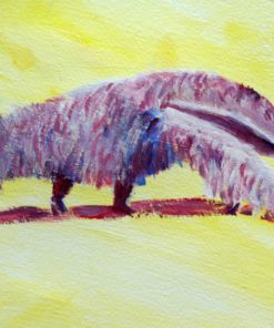 Anteater art in purple and pale yellow
