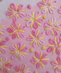 Apple blossom embroidery kit - close-up