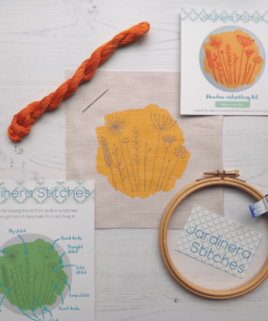 Autumn meadow embroidery kit contents