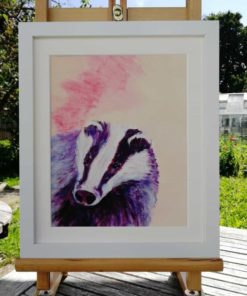 Badger artprint with mount and frame