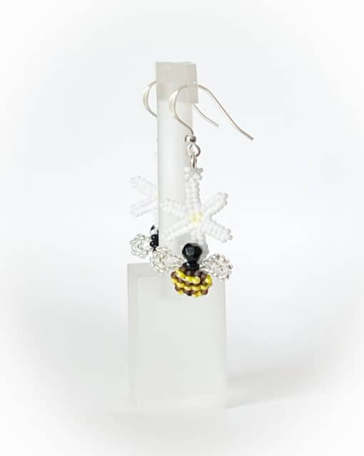 Bee and flower earrings