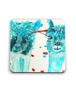 Coaster with alpacas picture
