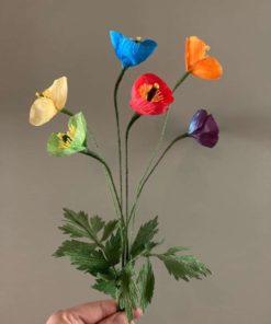 Bunch of Rainbow Paper Poppies rotated