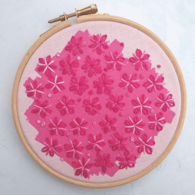Cherry blossom embroidery hoop kit