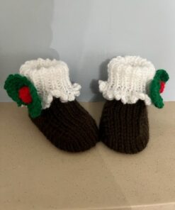 Christmas Pudding Booties Front