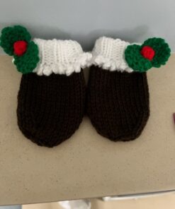 Christmas Pudding Mittens Front