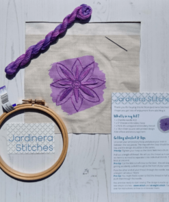 Candy clematis embroidery kit contents
