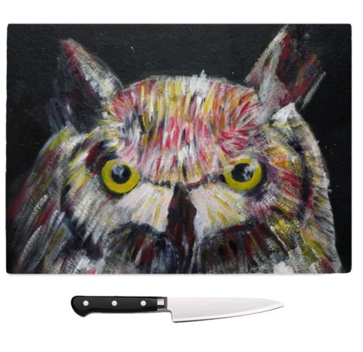 Owl glass chopping board