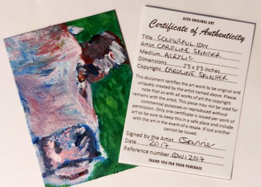 Cow ACEO Certificate of Authenticity