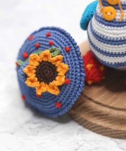 Crochet sunflower hat decor