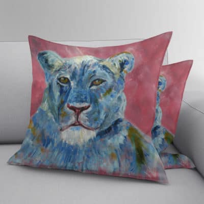 Lion Faux Suede Cushion