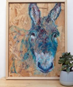 Framed donkey painting