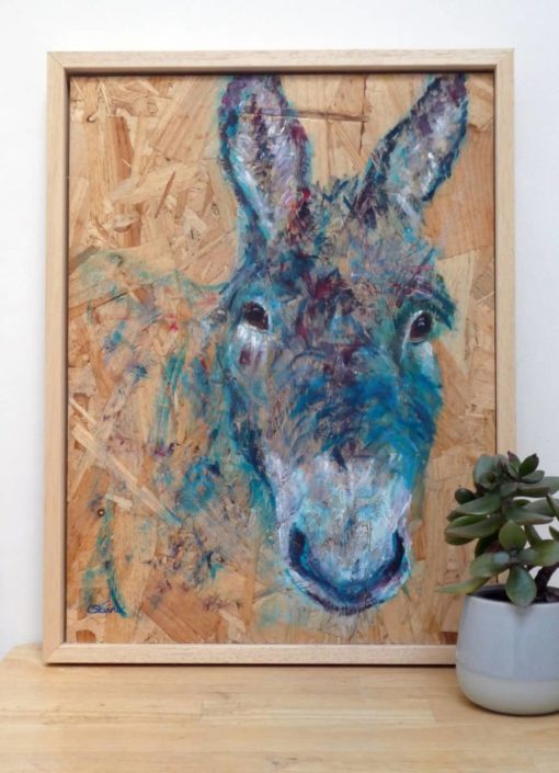 Framed donkey painting