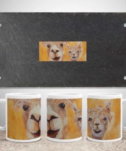 Set of 3 golden yellow alpaca mugs