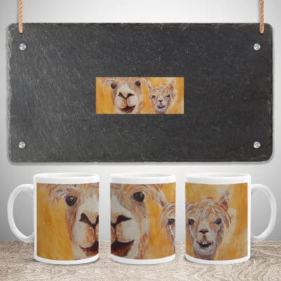 Set of 3 golden yellow alpaca mugs