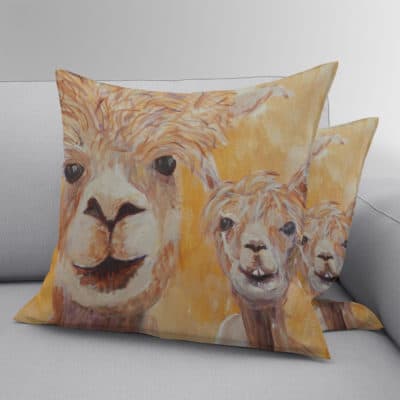 Golden Yellow Alpacas Cushion