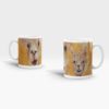 Two golden yellow alpaca mugs