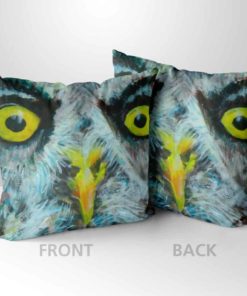 Two square cushions with owl image