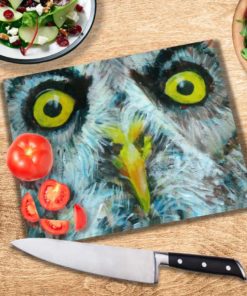 Grey OWl Tempered Glass Cutting Boardd