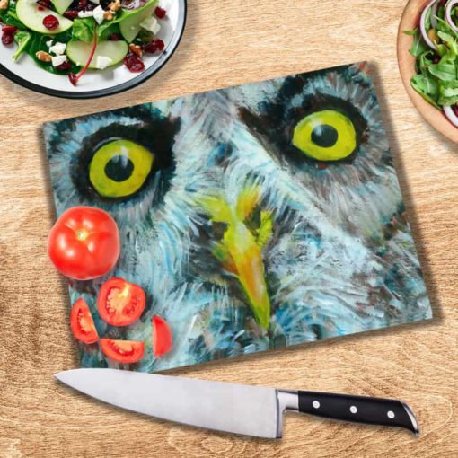 Grey OWl Tempered Glass Cutting Boardd