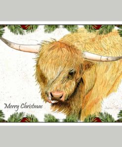 Highland cow christmas fine art card by alan taylor art