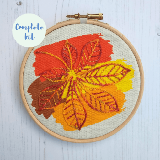 Horse chestnut leaf embroidery kit