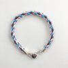 Kumihimo bracelet in white brow pink blue