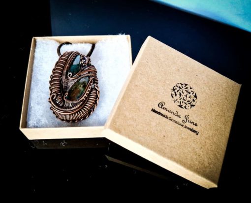 Labradorite copper wire wrapped pendant open gift