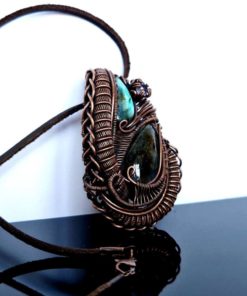 Labradorite floral copper wire wrapped pendant