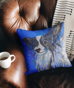Luxury-faux-suede-cushion-with-Papillon-dog-image
