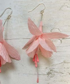 Pale pink fuchsia paper earrings