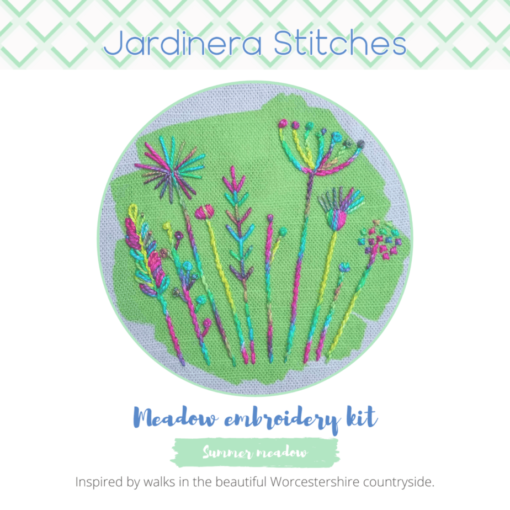 Summer meadow embroidery kit cover
