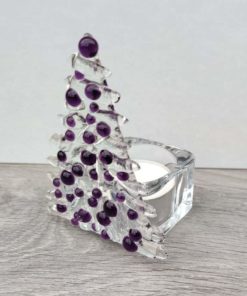Purple glass Christmas tree candle holder