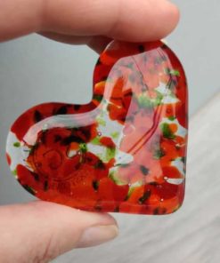 Red heart hug from recycled glass