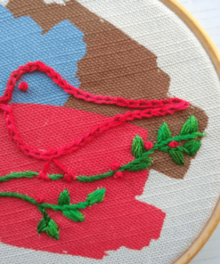 Robin embroidery kit - close-up