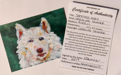 Samoyed dog ACEO Certificate of Authenticity
