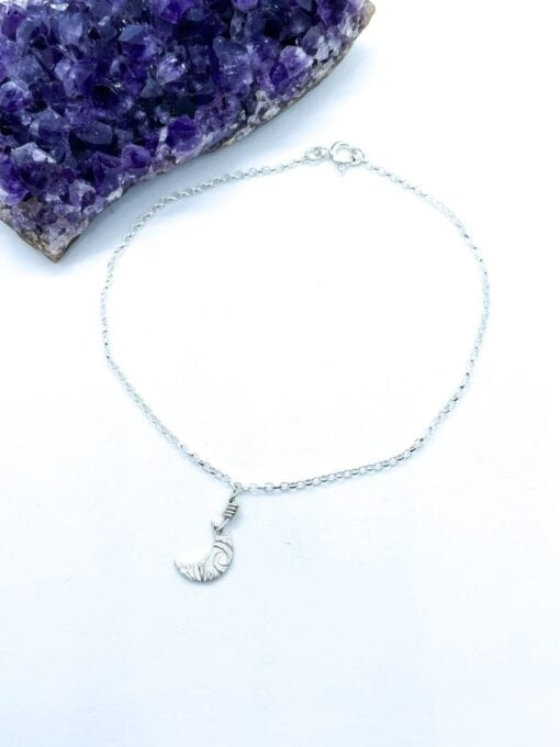 Silver Moon Charm Anklet