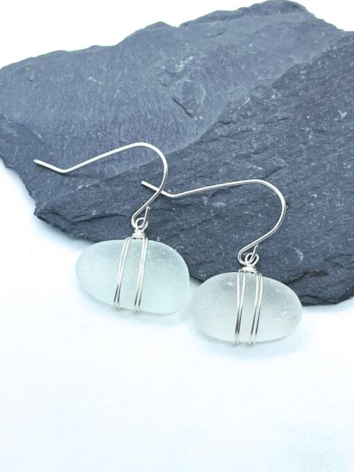 Silver Sea glass earrings