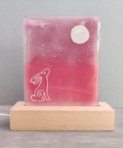 Spinnaker Glass pink moon gazey hare led light with usb connection
