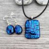 Spinnaker Glass blue glass chord necklace with matching drop earrings