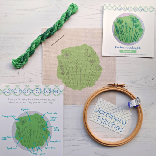 Spring meadow embroidery kit contents