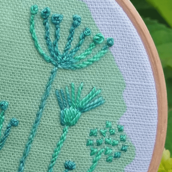 Spring meadow embroidery kit detail