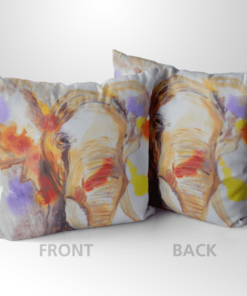 Square Elephant Cushion Front And Back Caroline Skinner Art
