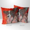 Red Papillon dog square cushions